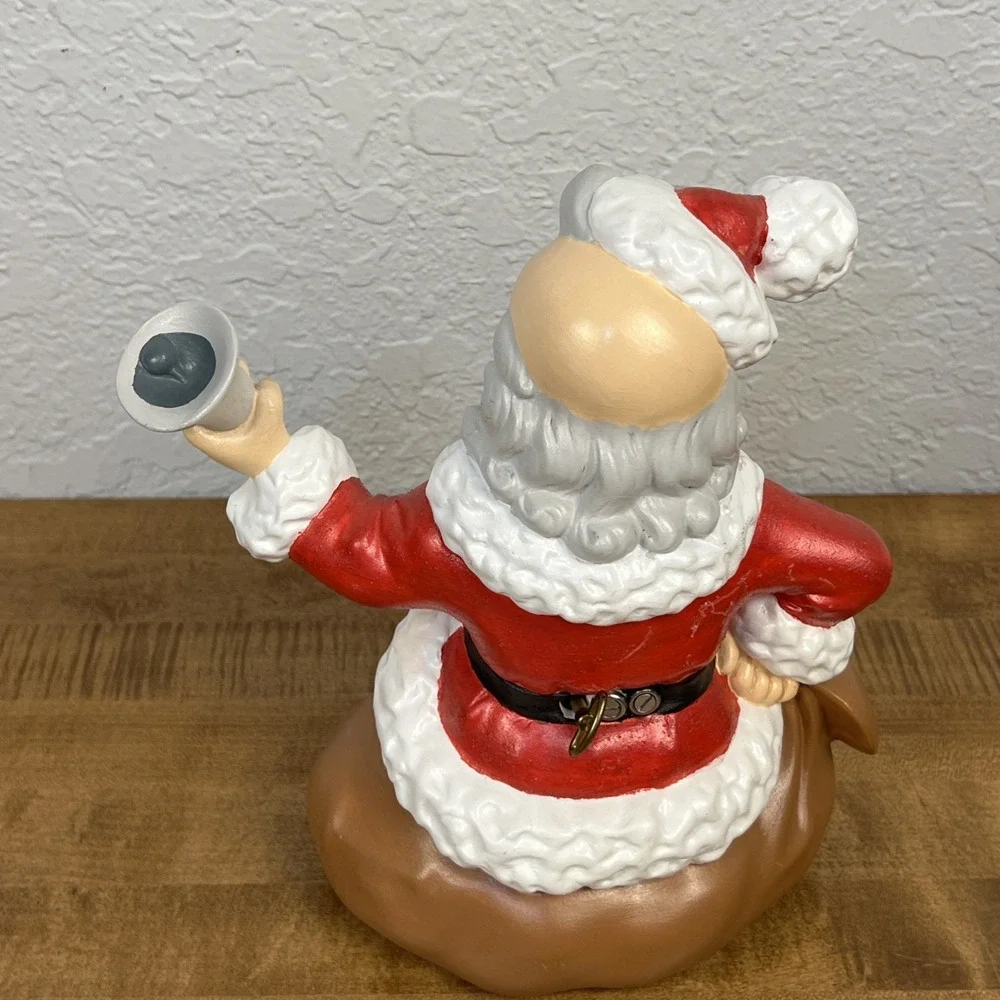 VTG Santa‎ Claus Atlantic Mold Ceramic Sitting on Sack W/ Wind Up Musical Box